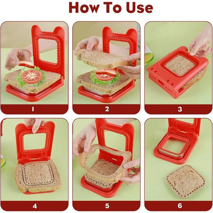 2-in-1 Sandwich Cutter & Sealer | Kids Bread Cutter, Decruster & Uncrustable Sandwich Maker | Random Color